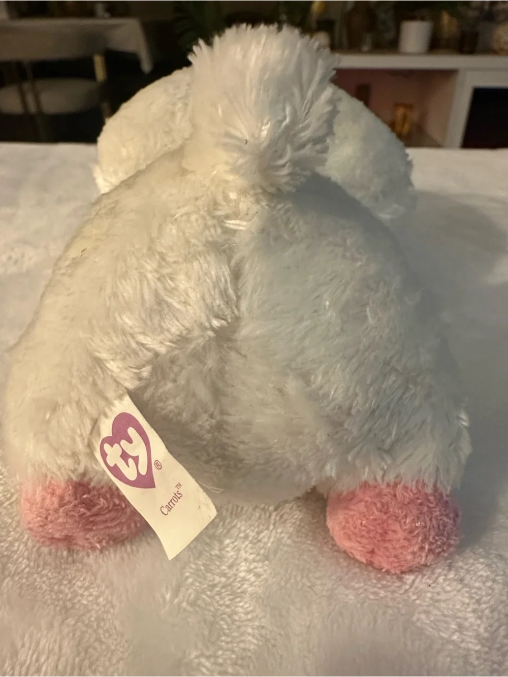 Ty White & Pink Bunny Plush Small Pet Toy